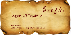 Seger Árpád névjegykártya